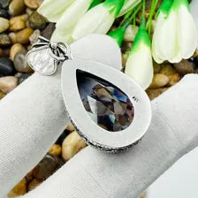 Handmade Faceted African Amethyst Sterling Silver Pendant, Vintage Style Jewelry.