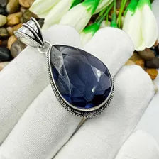 Handmade Faceted African Amethyst Sterling Silver Pendant, Vintage Style Jewelry.