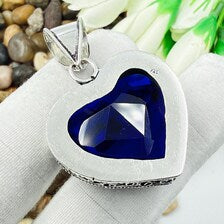 Faceted Blue Sapphire Sterling Silver Pendant, Gift For Your Loved Ones – Vintage Style Jewelry