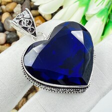 Faceted Blue Sapphire Sterling Silver Pendant, Gift For Your Loved Ones – Vintage Style Jewelry