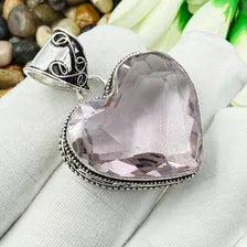 Faceted Rose Quartz Sterling Silver Pendant, Gift For Your Loved Ones – Vintage Style Jewelry