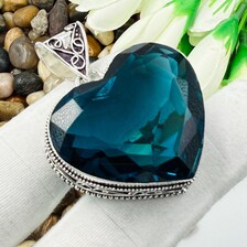 Faceted Indicolite Sterling Silver Pendant, Gift For Your Loved Ones – Vintage Style Jewelry