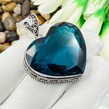 Faceted Indicolite Sterling Silver Pendant, Gift For Your Loved Ones – Vintage Style Jewelry