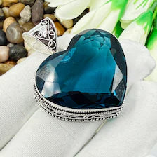 Faceted Indicolite Sterling Silver Pendant, Gift For Your Loved Ones – Vintage Style Jewelry