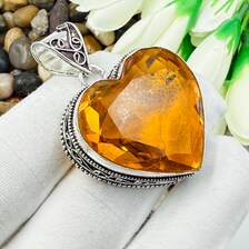 Faceted Citrine Sterling Silver Pendant, Gift For Your Loved Ones – Vintage Style Jewelry