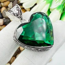 Faceted Chrome Diopside Sterling Silver Pendant, Gift For Your Loved Ones – Vintage Style Jewelry