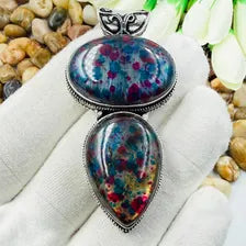 Handmade Multi Fire Labradorite Sterling Silver Pendant, Vintage Style Jewelry