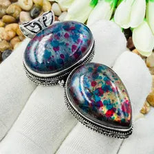 Handmade Multi Fire Labradorite Sterling Silver Pendant, Vintage Style Jewelry