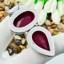 Handmade Faceted Kashmiri Ruby Sterling Silver Pendant, Vintage Style Jewelry.