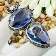 Handmade Faceted Tanzanite Sterling Silver Pendant, Vintage Style Jewelry.