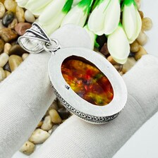 Faceted Ammolite Sterling Silver Pendant, Gift For Your Loved Ones – Vintage Style Jewelry