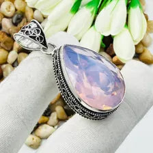 Faceted Pink Kunzite Sterling Silver Pendant, Gift For Your Loved Ones – Vintage Style Jewelry