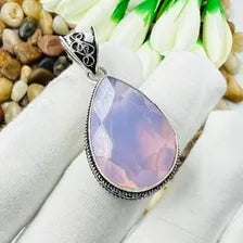 Faceted Pink Kunzite Sterling Silver Pendant, Gift For Your Loved Ones – Vintage Style Jewelry