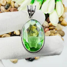Faceted Peridot Sterling Silver Pendant, Gift For Your Loved Ones – Vintage Style Jewelry