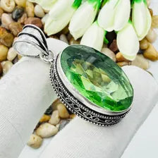 Faceted Peridot Sterling Silver Pendant, Gift For Your Loved Ones – Vintage Style Jewelry