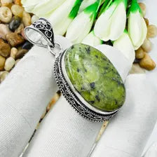 Lizardite Sterling Silver Pendant, Gift For Your Loved Ones – Vintage Style Jewelry
