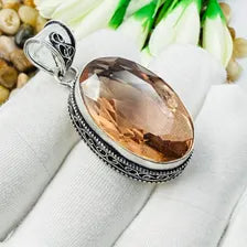 Faceted Morganite Sterling Silver Pendant, Gift For Your Loved Ones – Vintage Style Jewelry