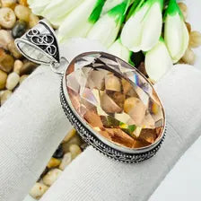 Faceted Morganite Sterling Silver Pendant, Gift For Your Loved Ones – Vintage Style Jewelry