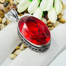 Faceted Rubellite Sterling Silver Pendant, Gift For Your Loved Ones – Vintage Style Jewelry