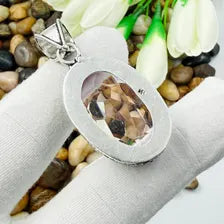 Handmade Faceted Rose Quartz Sterling Silver Pendant, Vintage Style Jewelry.