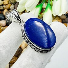 Lapis Lazuli Sterling Silver Pendant, Vintage Style Jewelry.