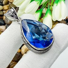 Faceted Tanzanite Sterling Silver Pendant, Gift For Your Loved Ones – Vintage Style Jewelry
