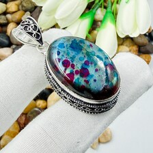 Handmade Multi Fire Labradorite Sterling Silver Pendant, Vintage Style Jewelry