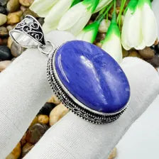 Handmade Charoite Sterling Silver Pendant, Vintage Style Jewelry.