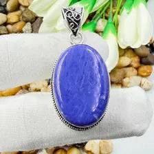 Handmade Charoite Sterling Silver Pendant, Vintage Style Jewelry.