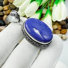 Handmade Charoite Sterling Silver Pendant, Vintage Style Jewelry.