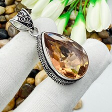 Faceted Morganite Sterling Silver Pendant, Gift For Your Loved Ones – Vintage Style Jewelry