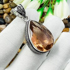 Faceted Morganite Sterling Silver Pendant, Gift For Your Loved Ones – Vintage Style Jewelry