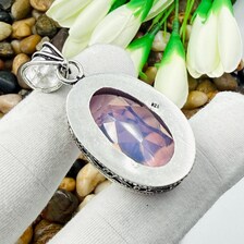 Faceted Pink Kunzite Sterling Silver Pendant, Gift For Your Loved Ones – Vintage Style Jewelry