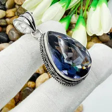 Handmade Faceted African Amethyst Sterling Silver Pendant, Vintage Style Jewelry.