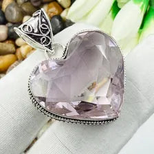 Faceted Rose Quartz Sterling Silver Pendant, Gift For Your Loved Ones – Vintage Style Jewelry