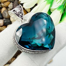 Faceted Indicolite Sterling Silver Pendant, Gift For Your Loved Ones – Vintage Style Jewelry