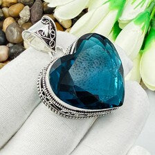 Faceted Indicolite Sterling Silver Pendant, Gift For Your Loved Ones – Vintage Style Jewelry