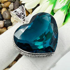 Faceted Indicolite Sterling Silver Pendant, Gift For Your Loved Ones – Vintage Style Jewelry