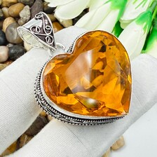 Faceted Citrine Sterling Silver Pendant, Gift For Your Loved Ones – Vintage Style Jewelry