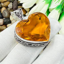 Faceted Citrine Sterling Silver Pendant, Gift For Your Loved Ones – Vintage Style Jewelry