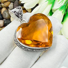 Faceted Citrine Sterling Silver Pendant, Gift For Your Loved Ones – Vintage Style Jewelry