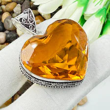 Faceted Citrine Sterling Silver Pendant, Gift For Your Loved Ones – Vintage Style Jewelry