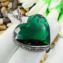 Faceted Chrome Diopside Sterling Silver Pendant, Gift For Your Loved Ones – Vintage Style Jewelry