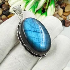 Handmade Blue Labradorite Sterling 925 Silver Pendant, Gift For Your Loved Ones.