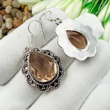 Handmade Faceted Morganite Earrings Sterling 925 Silver Gemstone Jewelry