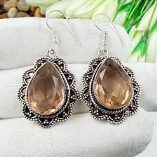 Handmade Faceted Morganite Earrings Sterling 925 Silver Gemstone Jewelry