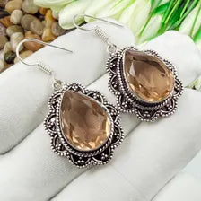 Handmade Faceted Morganite Earrings Sterling 925 Silver Gemstone Jewelry