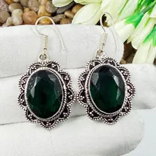 Handmade Faceted Chrome Diopside Earrings Sterling 925 Silver Gemstone Jewelry