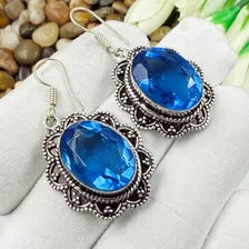 Handmade Faceted Tanzanite Earrings Sterling 925 Silver Gemstone Jewelry
