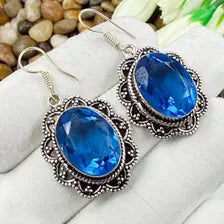 Handmade Faceted Tanzanite Earrings Sterling 925 Silver Gemstone Jewelry